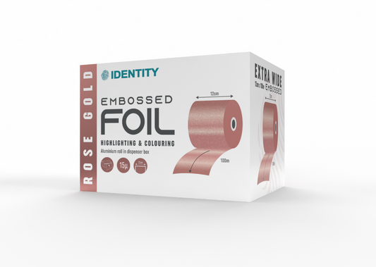 Identity Extra Wide Foil Embossed 120mm x 100m – Rose Gold